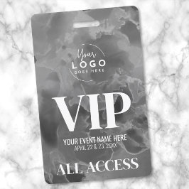 Tarjeta De Identificación Evento VIP Logo Blanco Negro