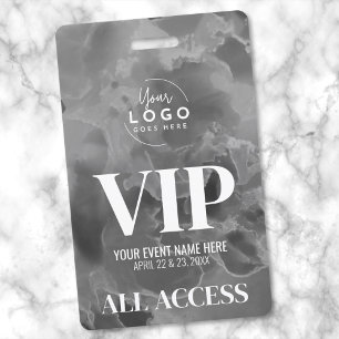 Tarjeta De Identificación Evento VIP Logo Blanco Negro