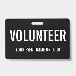 Tarjeta De Identificación Evento Voluntario Simple Blanco Negro