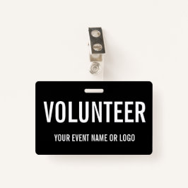 Tarjeta De Identificación Evento Voluntario Simple Blanco Negro