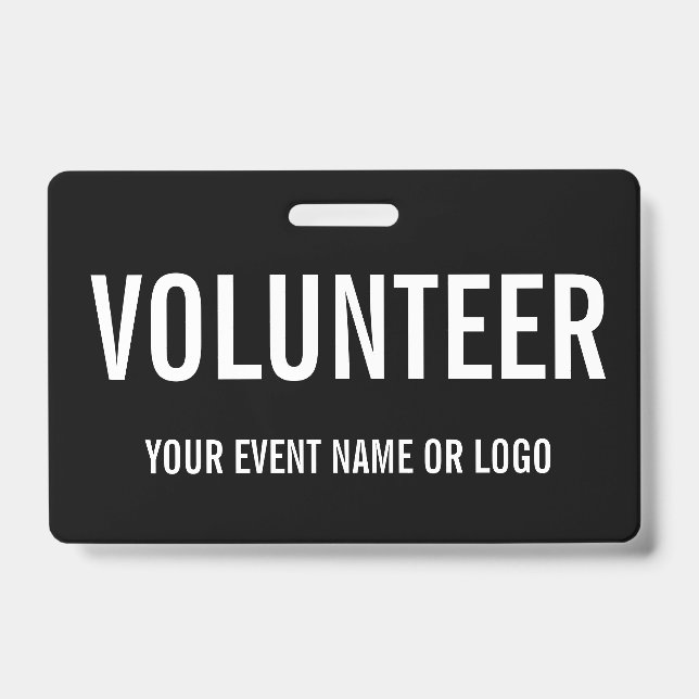 Tarjeta De Identificación Evento Voluntario Simple Blanco Negro (Anverso)