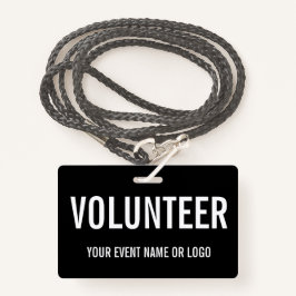 Tarjeta De Identificación Evento Voluntario Simple Blanco Negro