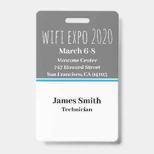 Tarjeta De Identificación Expo ID Vertical Gris, Blanco y Azul