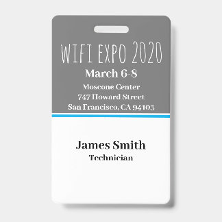 Tarjeta De Identificación Expo ID Vertical Gris, Blanco y Azul