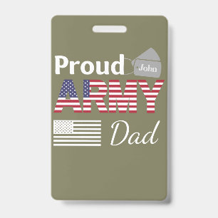 Tarjeta De Identificación Familia de Ejército Orgullosa Personalizada Papá