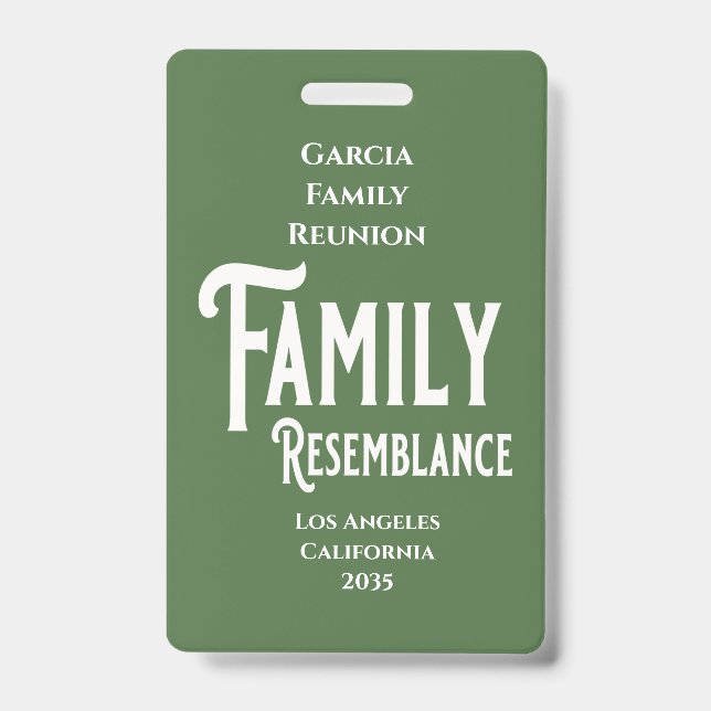 Tarjeta De Identificación Family Resemblance Family Reunion Badge (Front)