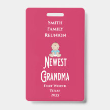 Family Reunion Award Baby Boy Newest Grandma 