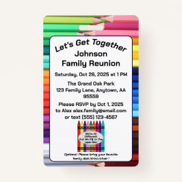 Tarjeta De Identificación Family Reunion Invitation Badge