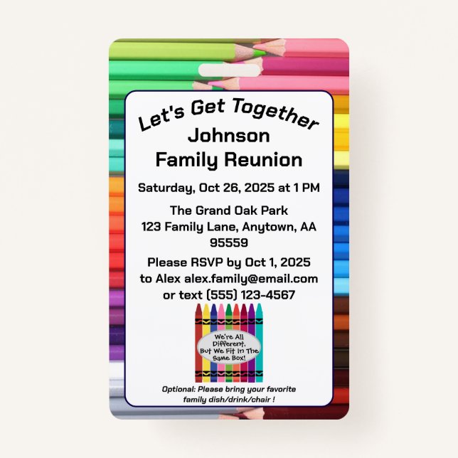 Tarjeta De Identificación Family Reunion Invitation Badge (Anverso)