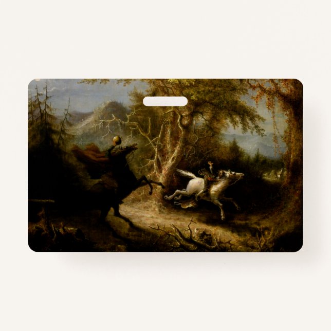 Tarjeta De Identificación Fantasma de Halloween, un jinete sin cabeza (Anverso)