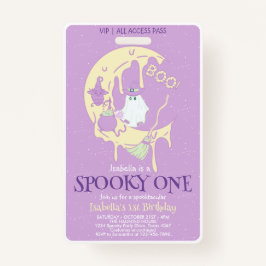 Tarjeta De Identificación Fantasma lindo Fantasma Primer cumpleaños Hallowee