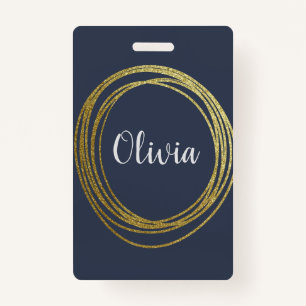 Tarjeta De Identificación Faux Gold Abstract Circle Design con nombre