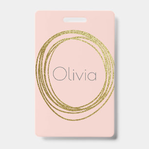 Tarjeta De Identificación Faux Gold Abstract Circle Design con nombre