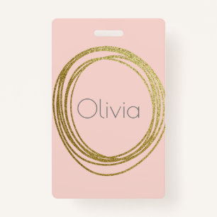 Tarjeta De Identificación Faux Gold Abstract Circle Design con nombre