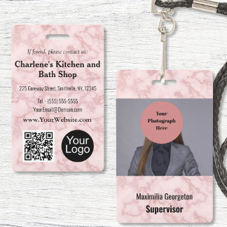 Tarjeta De Identificación Faux Pink Marble ID Badge