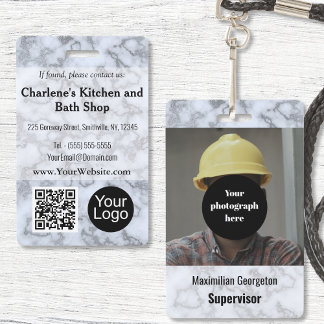 Tarjeta De Identificación Faux Silver Gray Marble ID