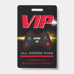 Tarjeta De Identificación Favor de Controlador Rojo para Fiesta de Videojueg