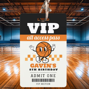Tarjeta De Identificación Favor de Cumpleaños Personalizado de Baloncesto Re