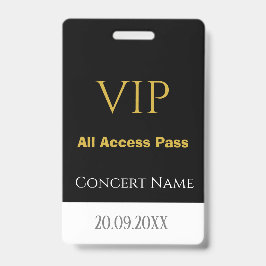 Tarjeta De Identificación Fecha de nombre simple VIP Concierto de pase de ac
