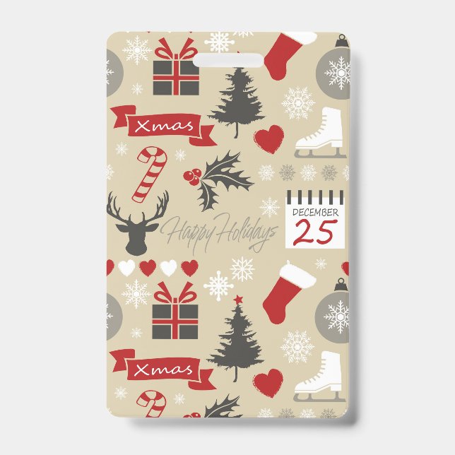 Tarjeta De Identificación Felices Fiestas (Parte frontal)