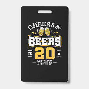 Tarjeta De Identificación Felicidades Cumpleaños 20 Cervezas Y Cheers
