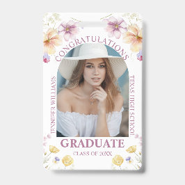 Tarjeta De Identificación felicitaciones graduado foto floral acuarela