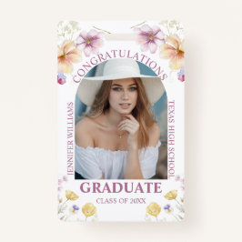 Tarjeta De Identificación felicitaciones graduados acuarela floral foto