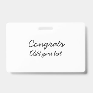 Tarjeta De Identificación Felicitaciones mínimas simples graduación agregue 