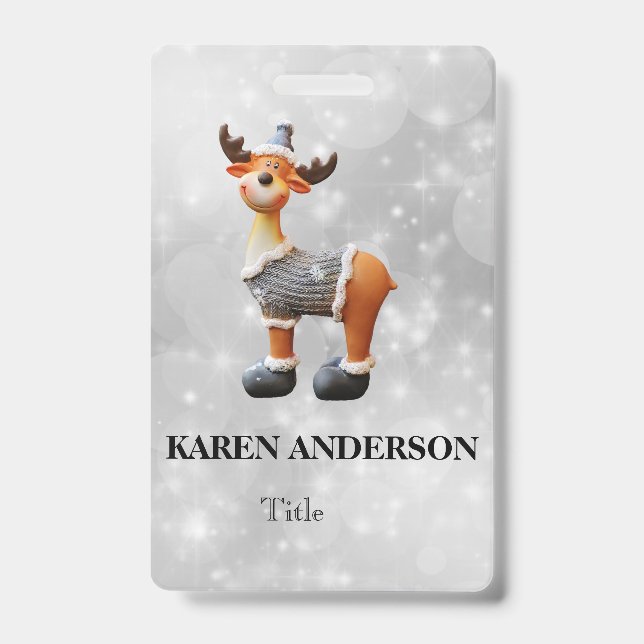 Tarjeta De Identificación Feliz Christmoose con sombrero   (Parte frontal)