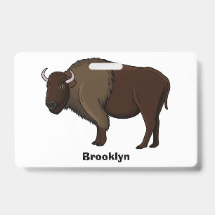 Tarjeta De Identificación Feliz ilustracion de búfalo de bisonte americano
