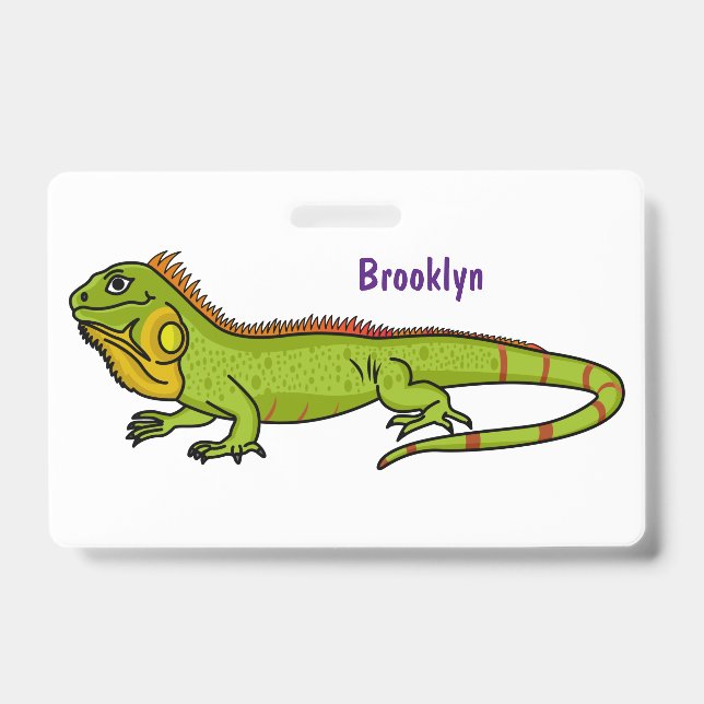Tarjeta De Identificación Feliz ilustracion personalizado de iguana verde (Parte frontal)