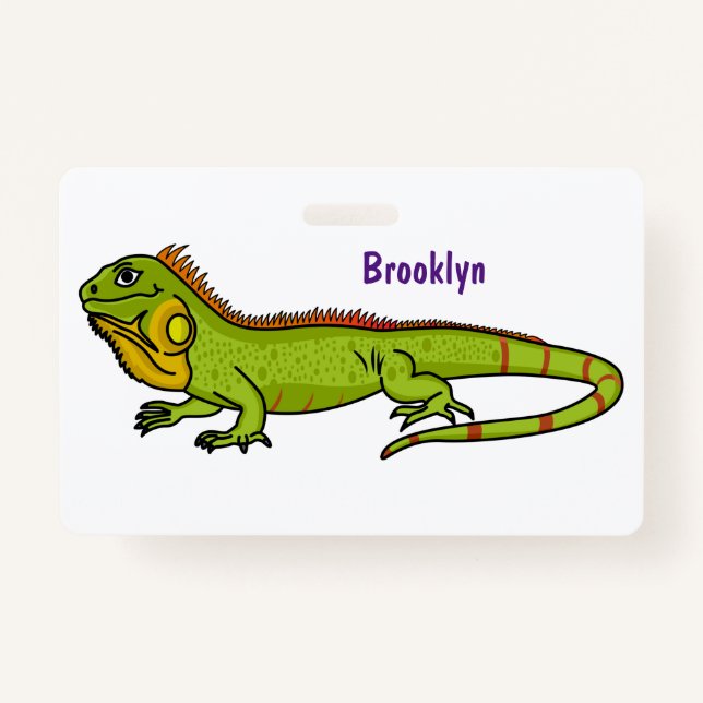 Tarjeta De Identificación Feliz ilustracion personalizado de iguana verde (Anverso)