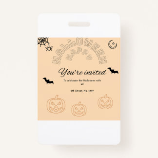 Tarjeta De Identificación Feliz naranja de Halloween y lindo