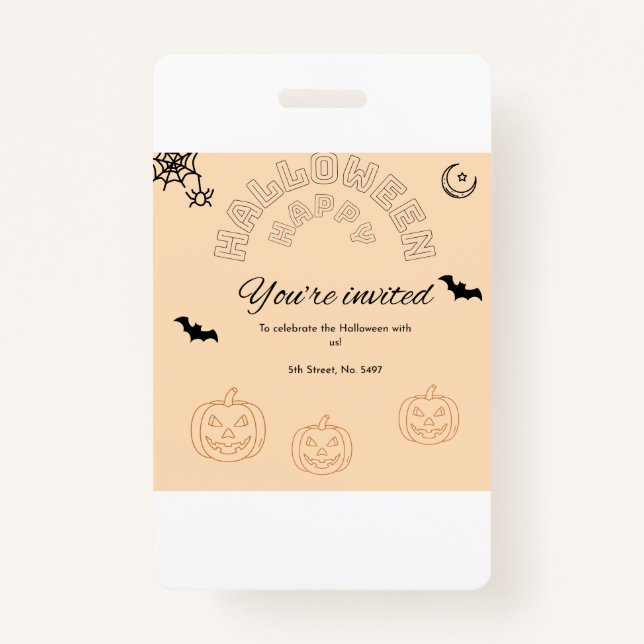 Tarjeta De Identificación Feliz naranja de Halloween y lindo (Anverso)