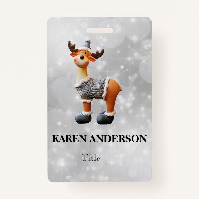 Tarjeta De Identificación Feliz Navidad usando un gorra (Anverso)