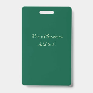 Tarjeta De Identificación Feliz Navidad verde llanura fondo solo holida