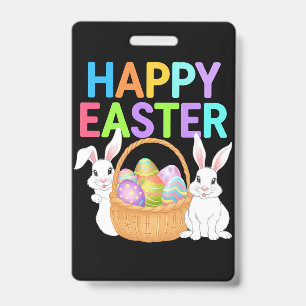 Tarjeta De Identificación Feliz Pascua 2025 Huevos Conejo Conejito Lindo