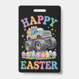 Tarjeta De Identificación Feliz Pascua Divertido Camión Monstruo Aplasta Hue