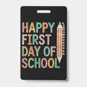 Tarjeta De Identificación Feliz Primer Día de Escuela Regreso a la Escuela