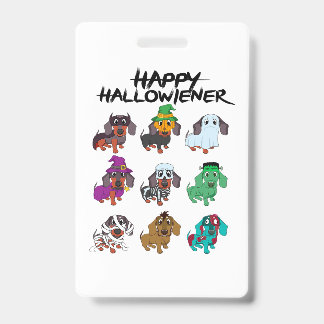 Tarjeta De Identificación Feliz Tee de Halloweenie Idea para Dachshund Perro