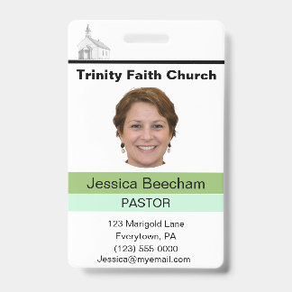 Tarjeta De Identificación Female Pastor Custom ID Badge