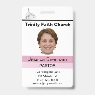Tarjeta De Identificación Female Pastor Custom ID Badge
