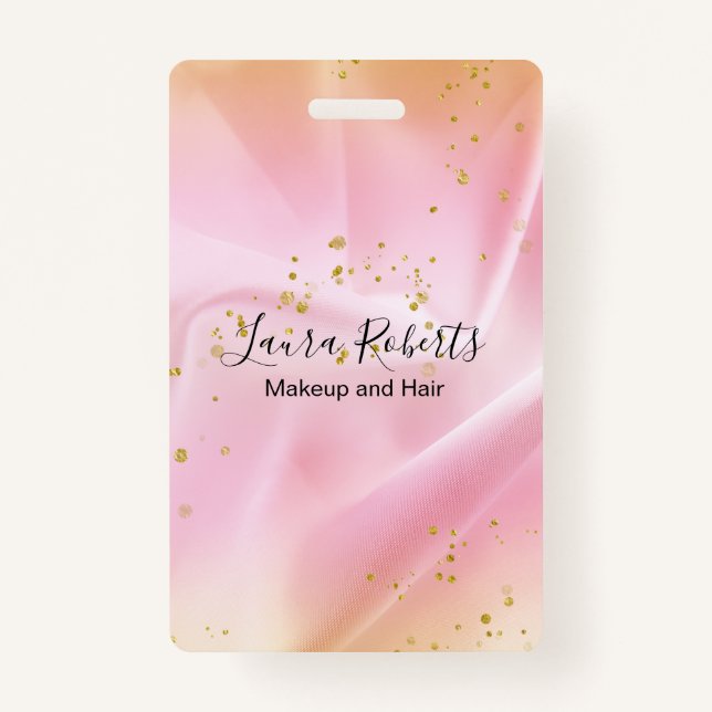 Tarjeta De Identificación Feminine Gold y el Purpurina rosado Pocket (Anverso)
