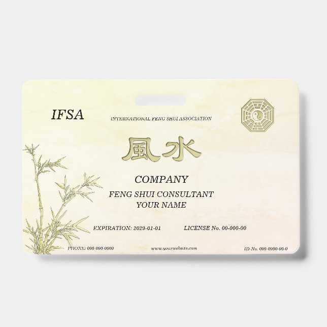 Tarjeta De Identificación Feng Shui (Parte frontal)