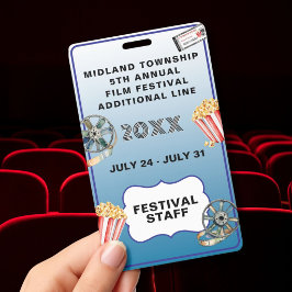 Tarjeta De Identificación FESTIVAL DE CINE Insignia Personalizada Con Estilo