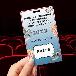 Tarjeta De Identificación FESTIVAL DE CINE Personalizado con Estilo Personal