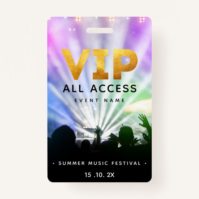 Tarjeta De Identificación Festival de Concierto VIP de Todos los Pases de Ac (Anverso)