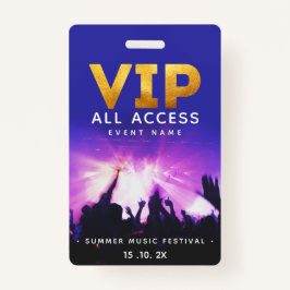 Tarjeta De Identificación Festival de Concierto VIP de Todos los Pases de Ac
