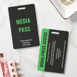 Tarjeta De Identificación Festival de Conciertos de Acceso de Prensa de Cust