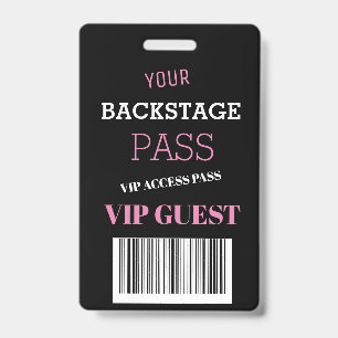 Tarjeta De Identificación Festival de música de fondo Pink Access Pass VIP